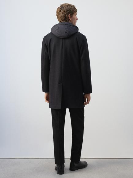 Mango Longline Wool Blend Coat, Coffee - view 2, Coffee