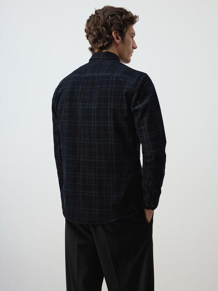Mango Cotton Regular Fit Check Shirt, Navy - view 2, Navy