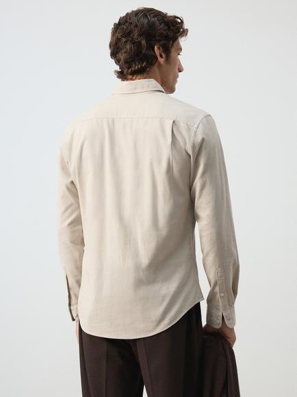 Mango Cotton Rich Tailored Fit Button Up Shirt - view 2, Stone
