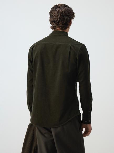 Mango Cotton Rich Tailored Fit Button Up Shirt - view 2, Bottle Green