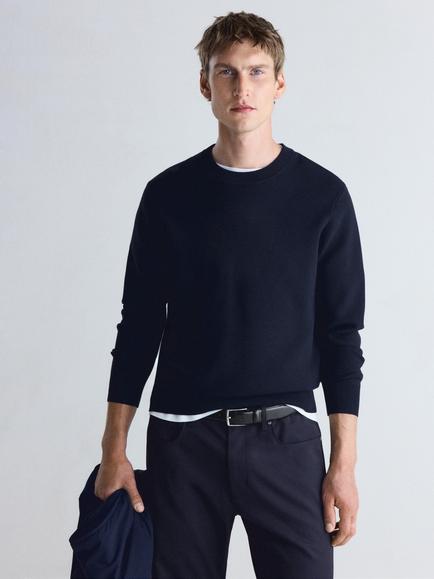 Mango Crew Neck Jumper, Navy