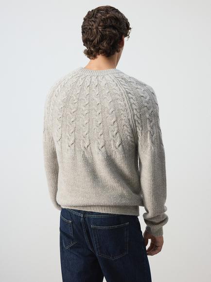 Mango Cable Knit Jumper, Stone - view 2, Stone