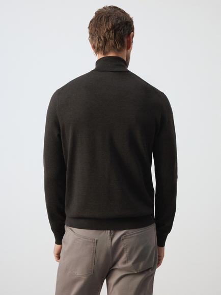 Mango Wool Roll Neck Jumper - view 2, Chocolate