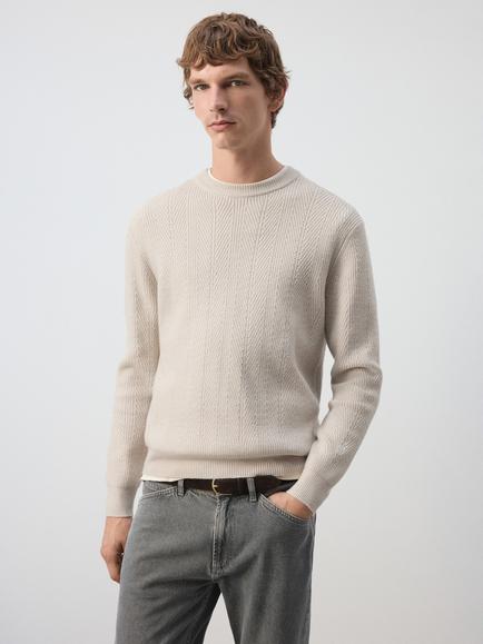 Mango Crew Neck Jumper, Ice