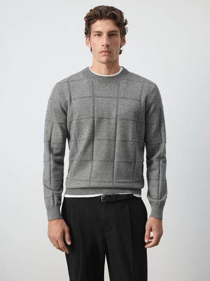 Mango Crew Neck Fine Knit Jumper, Mid Grey Melange, Mid Grey Melange