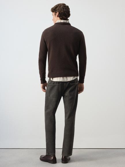 Mango Wool Blend  Crew Neck Jumper, Chocolate - view 2, Chocolate