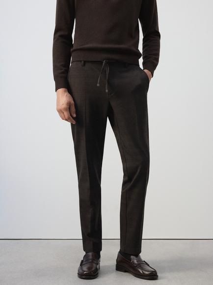 Mango Tapered Trousers, Chocolate