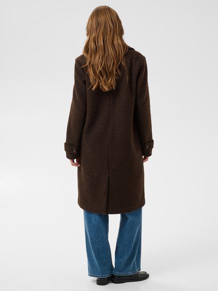 KAFFE Kaanne Textured Single Breasted Coat, Brown - view 2, Brown