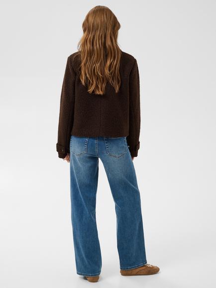 KAFFE Kaanne Teddy Double Breasted Short Coat, Brown - view 2, Brown