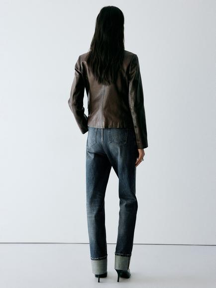 Mango Straight Leg Jeans, Dark Blue - view 2, Dark Blue