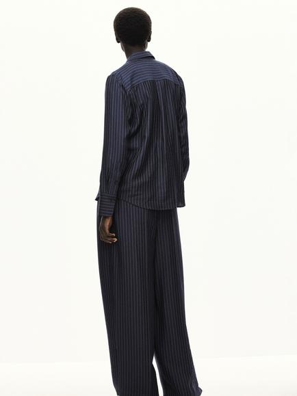 Mango Pinstripe Shirt, Navy - view 2, Navy