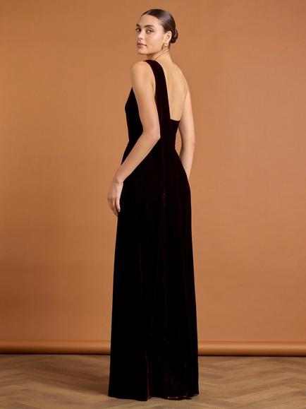 Maids to Measure Cressida Asymmetric Maxi Dress - view 2, Burgundy