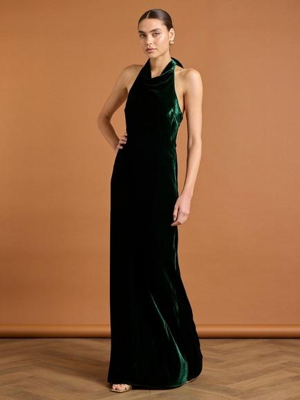 Maids to Measure Hally Halterneck Maxi Dress, Emerald