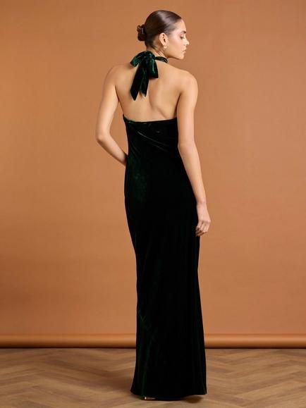 Maids to Measure Hally Halterneck Maxi Dress - view 2, Emerald