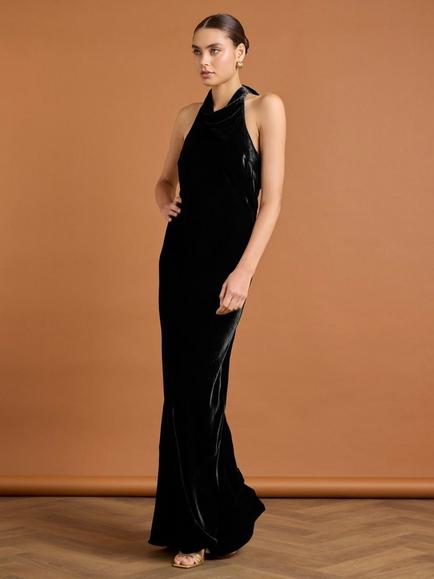 Maids to Measure Hally Halterneck Maxi Dress, Black