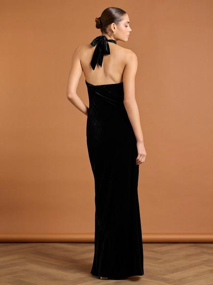 Maids to Measure Hally Halterneck Maxi Dress - view 2, Black