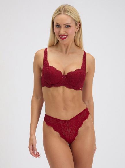 Boux Avenue Emma-Rose Balconette Bra, Red, Red
