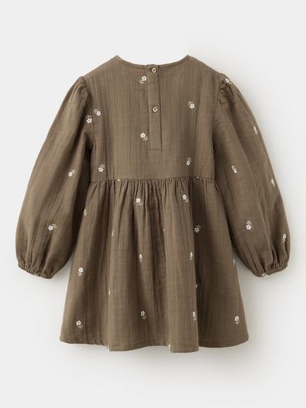 Mango Kids' Balloon Sleeve Smock Dress, Brown - view 2, Brown