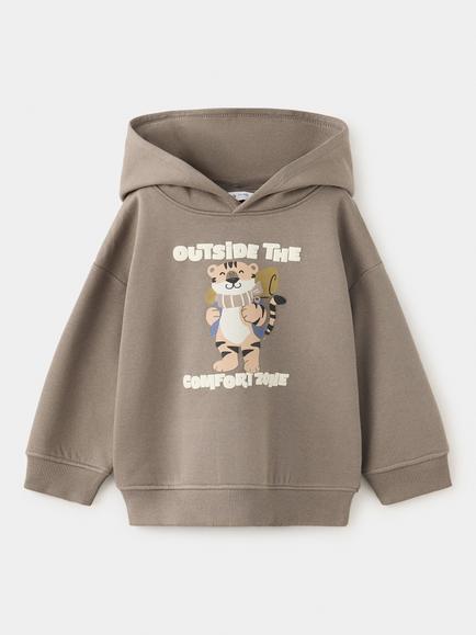Mango Baby Cotton Rich Outside Comfort Zone Hoodie, Brown, Brown