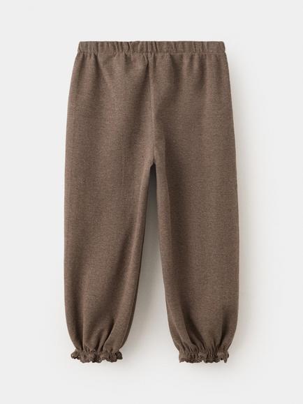 Mango Kids' Textured Cotton Trousers, Brown - view 2, Brown