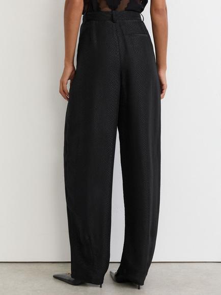Reiss Aries Barrel Leg Jacquard Trousers, Black - view 2, Black