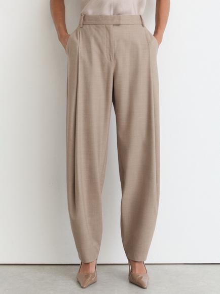 Reiss Juniper Wool Blend Barrel Leg Trousers, Neutral, Neutral