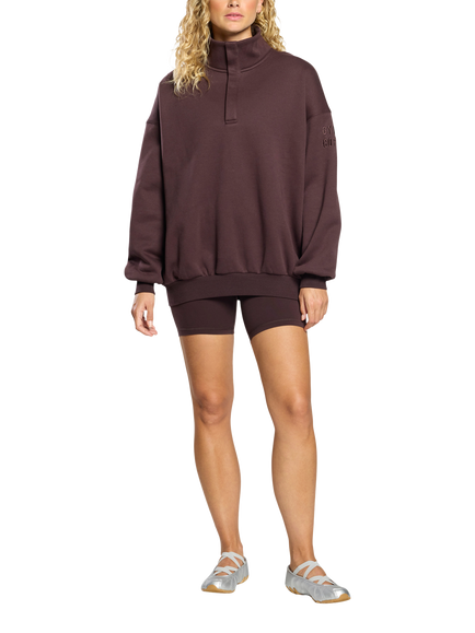 Gym+Coffee Snap Collar Sierra Sweatshirt, Mocha Bean, Mocha Bean