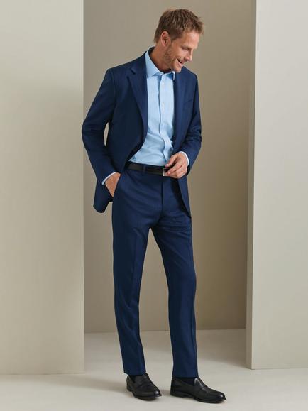 Charles Tyrwhitt Slim Fit Herringbone Performance Suit Trousers, Royal Blue - view 2, Royal Blue