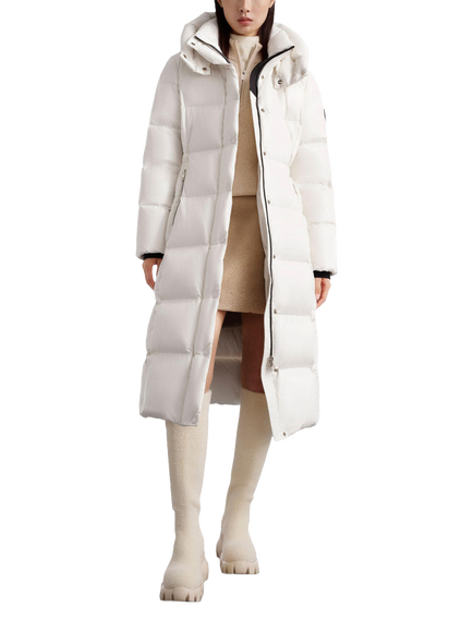 Bosideng Long Puff Hooded Goose Down Jacket, Pearl Dust