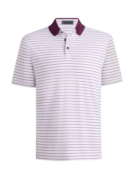 G/FORE Herringbone Stripe Tech Jersey Polo Shirt - view 2, Blush/Dark Plum