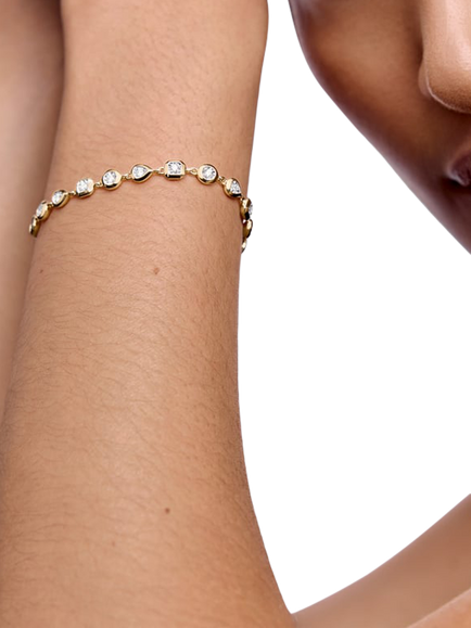 Monica Vinader Bezel Lab Diamond Tennis Bracelet, Gold - view 2, Gold