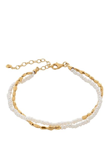 Monica Vinader Mini Nugget Pearl Beaded Bracelet, White, White