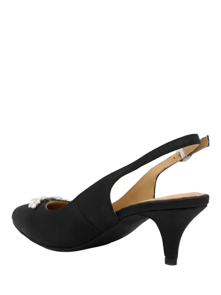 Jones Bootmaker Zarah Satin Stiletto Heel Slingback Court Shoes - view 2, Black