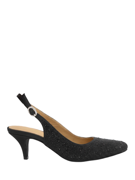 Jones Bootmaker Xosha Sparkle Slingback Court Shoes, Black