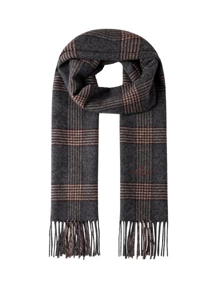 Hackett London Tartan Wool Rich with Cashmere Scarf, College Grey