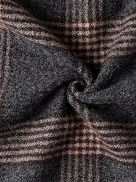 Hackett London Tartan Wool Rich with Cashmere Scarf - view 2, College Grey