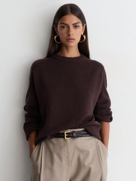 Reiss Riley Wool and Cashmere Blend Jumper, Grape, Grape Burgundy