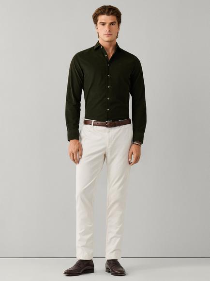 Hackett London Tailored Fit Babycord Cotton Shirt - view 2, Hunter Green
