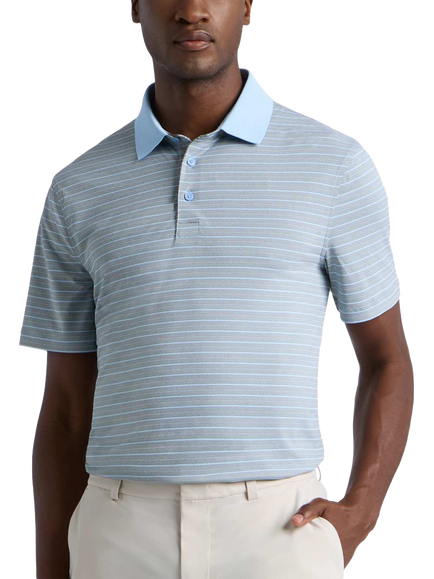 G/FORE Herringbone Stripe Tech Jersey Polo Shirt, Pine/Baja, Pine/Baja
