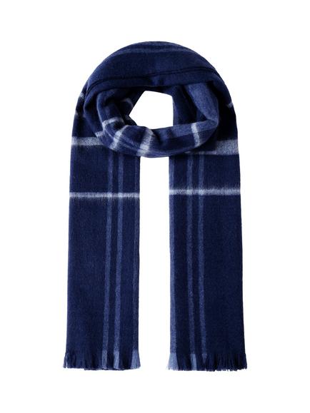 Hackett London Pure Cashmere Large Check Scarf, Midnight Blue, Midnight Blue