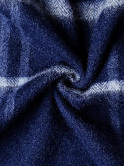 Hackett London Pure Cashmere Large Check Scarf, Midnight Blue - view 2, Midnight Blue