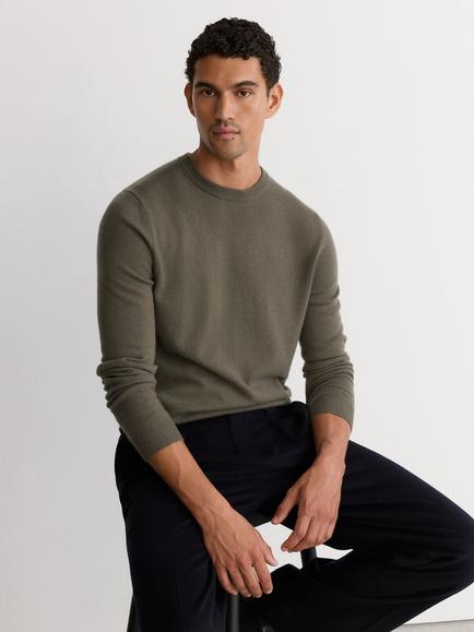 Reiss Monarch Cashmere Jumper, Sable Green - view 2, Sable Green