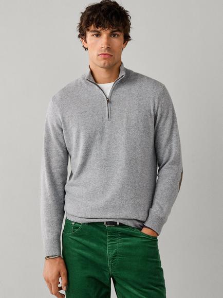 Hackett London Quarter Zip Merino Wool Blend Jumper, Putty Beige