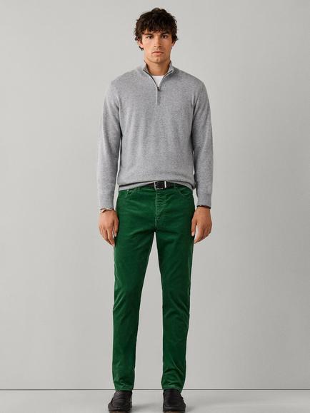 Hackett London Quarter Zip Merino Wool Blend Jumper - view 2, Putty Beige