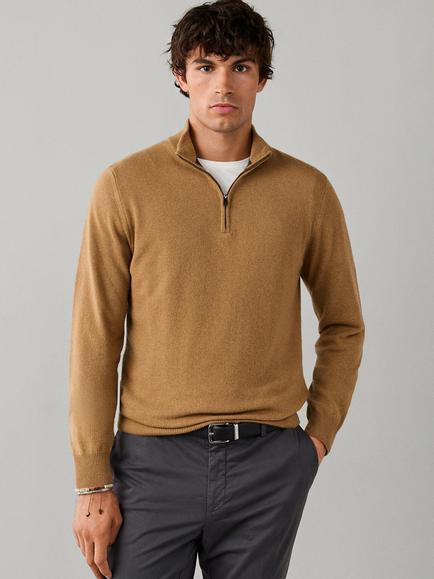 Hackett London Quarter Zip Merino Wool Blend Jumper, Tetley Beige