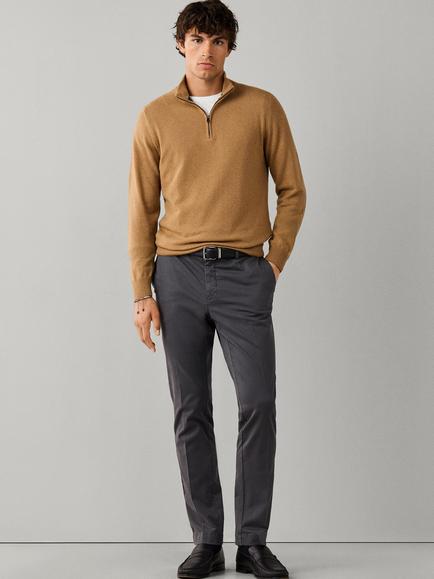 Hackett London Quarter Zip Merino Wool Blend Jumper - view 2, Tetley Beige