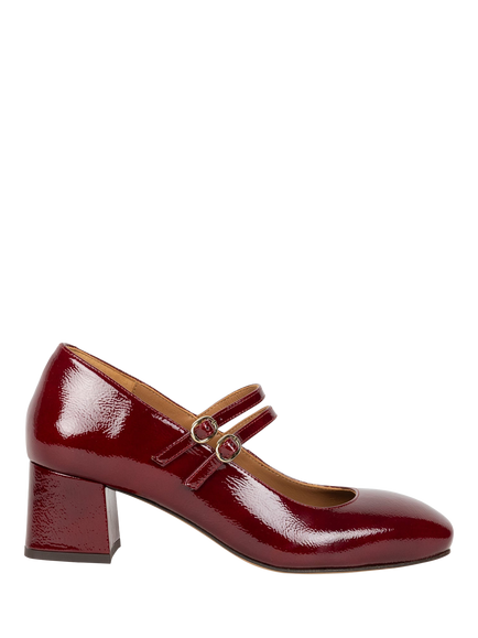 Bobbies Bettany Crumpled Patent Leather Mary Janes, Nebbiolo