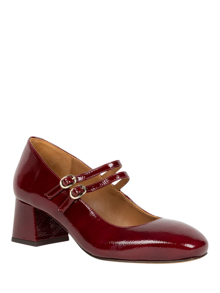 Bobbies Bettany Crumpled Patent Leather Mary Janes - view 2, Nebbiolo