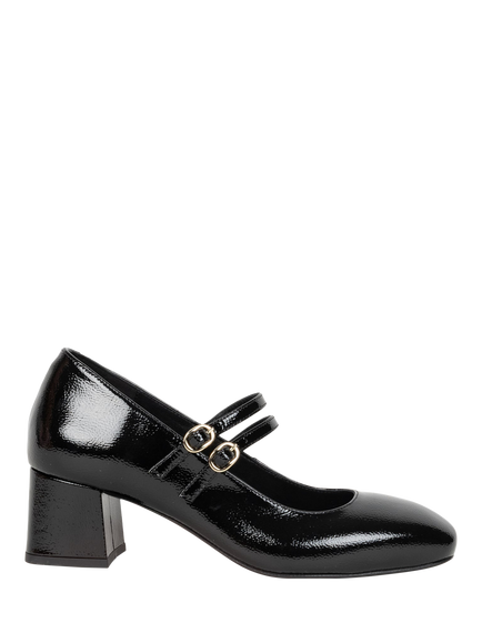 Bobbies Bettany Crumpled Patent Leather Mary Janes, Vinyl Black