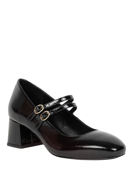 Bobbies Bettany Crumpled Patent Leather Mary Janes - view 2, Vinyl Black